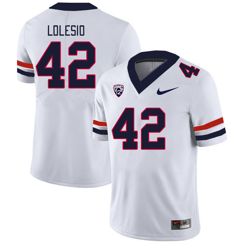 Men #42 Dominic Lolesio Arizona Wildcats College Football Jerseys Stitched Sale-White